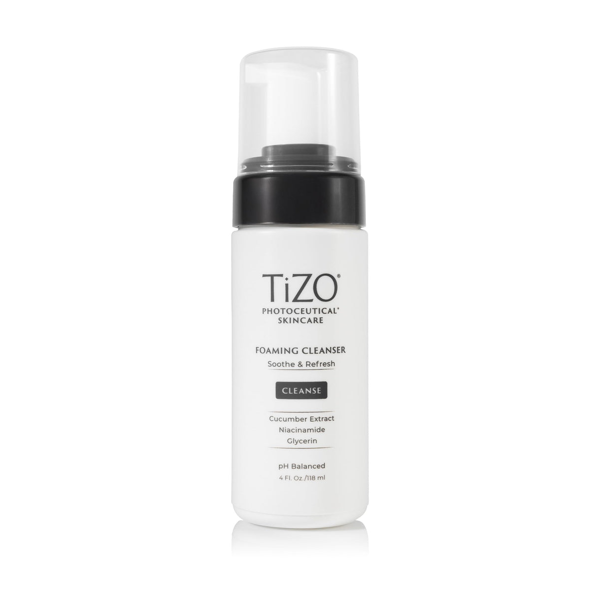 TIZO Photoceutical Foaming Cleanser bottle with pump delivers a gentle cleanse.
