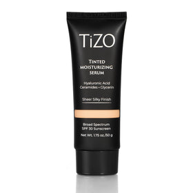 TIZO tinted moisturizing serum bottle with SPF 30 shown for daily protection and glow