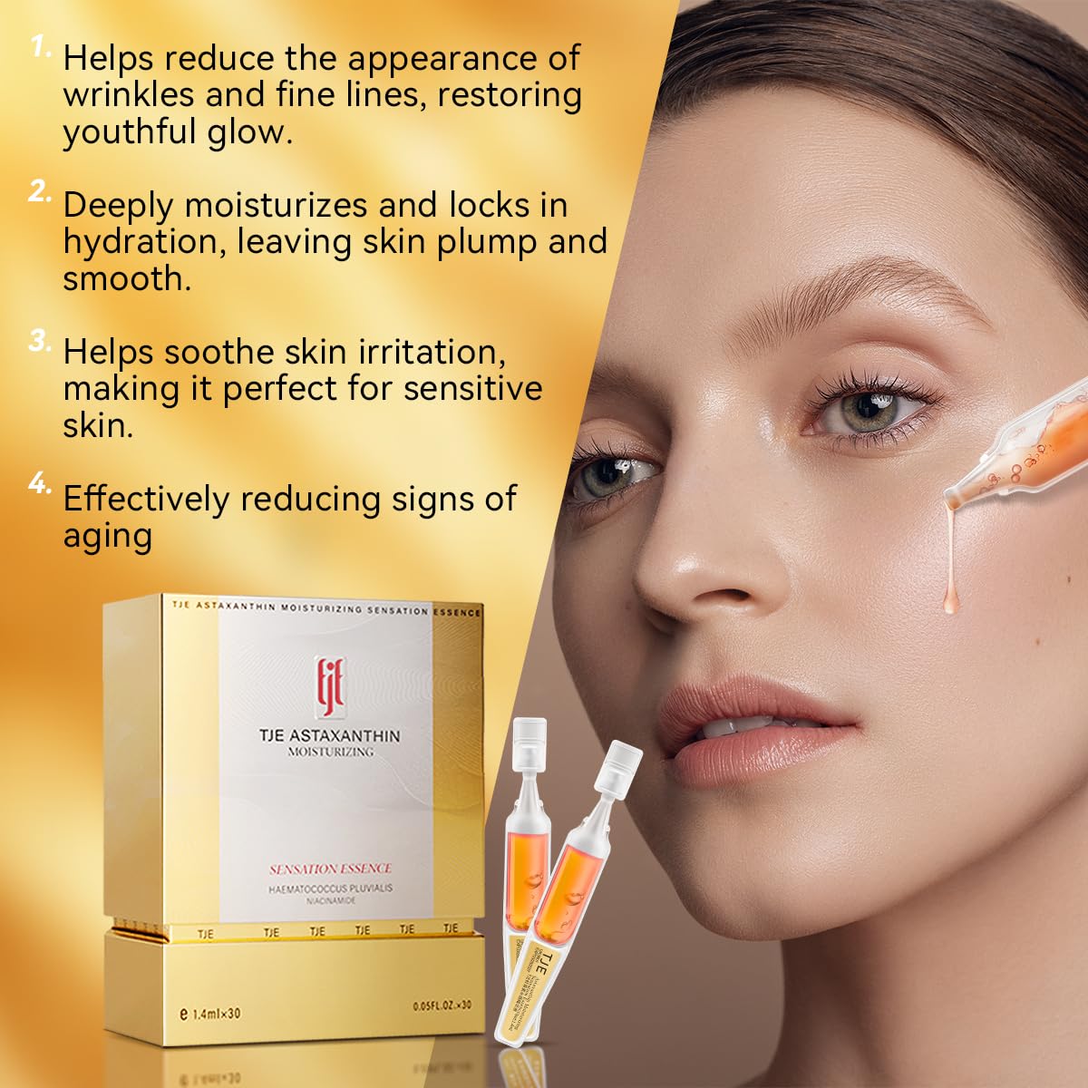 TJE Astaxanthin Serum Ampoules travel-friendly set for on the go care.