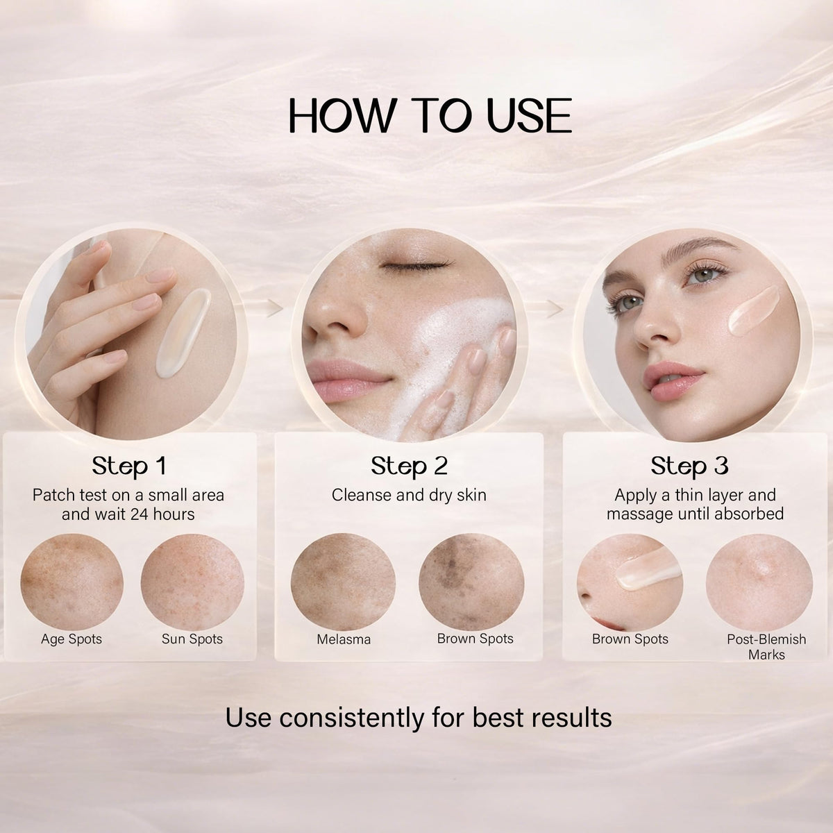 TJE cream texture close-up shows quick absorption for daily routine