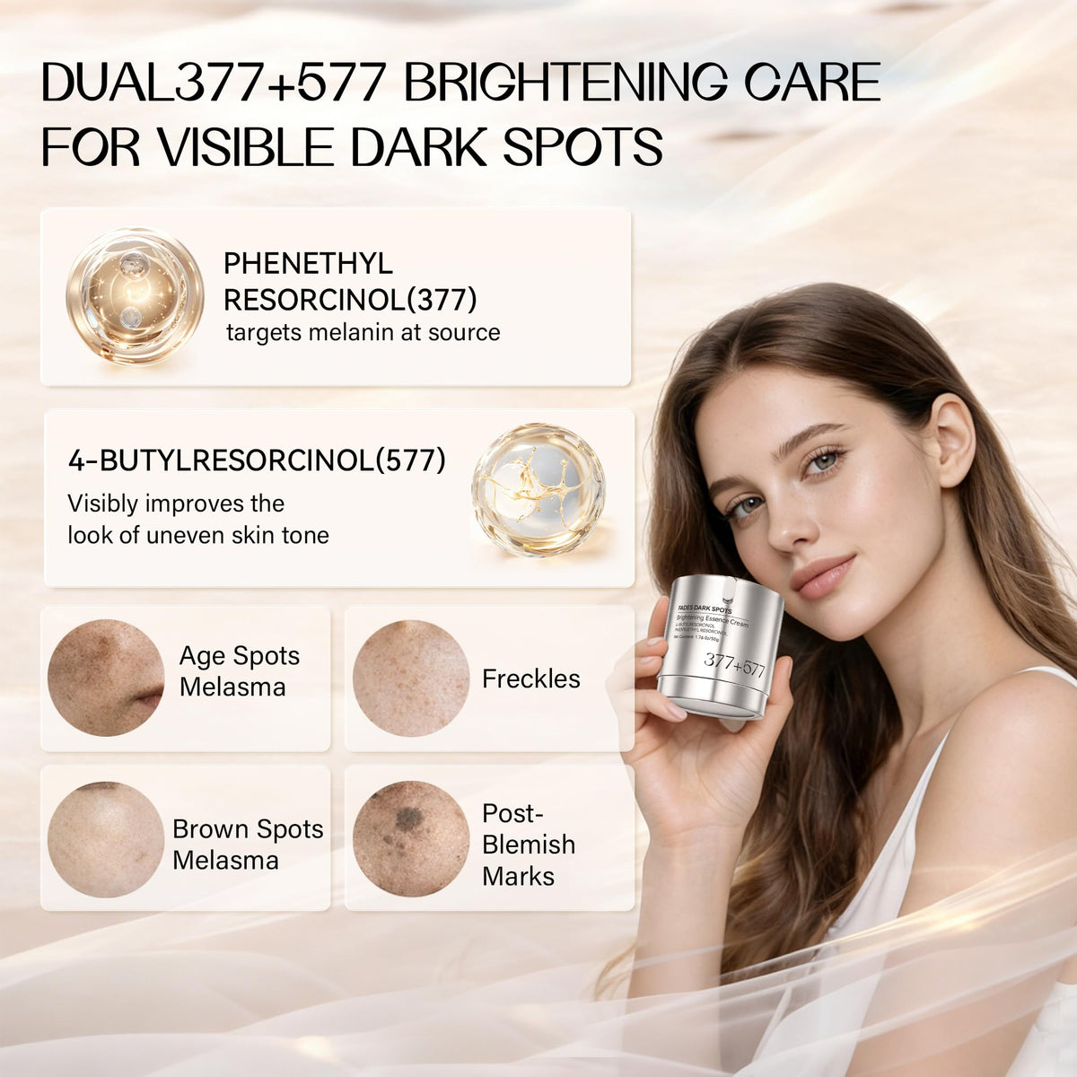 TJE cream swatch on hands highlights lightweight, non-greasy texture