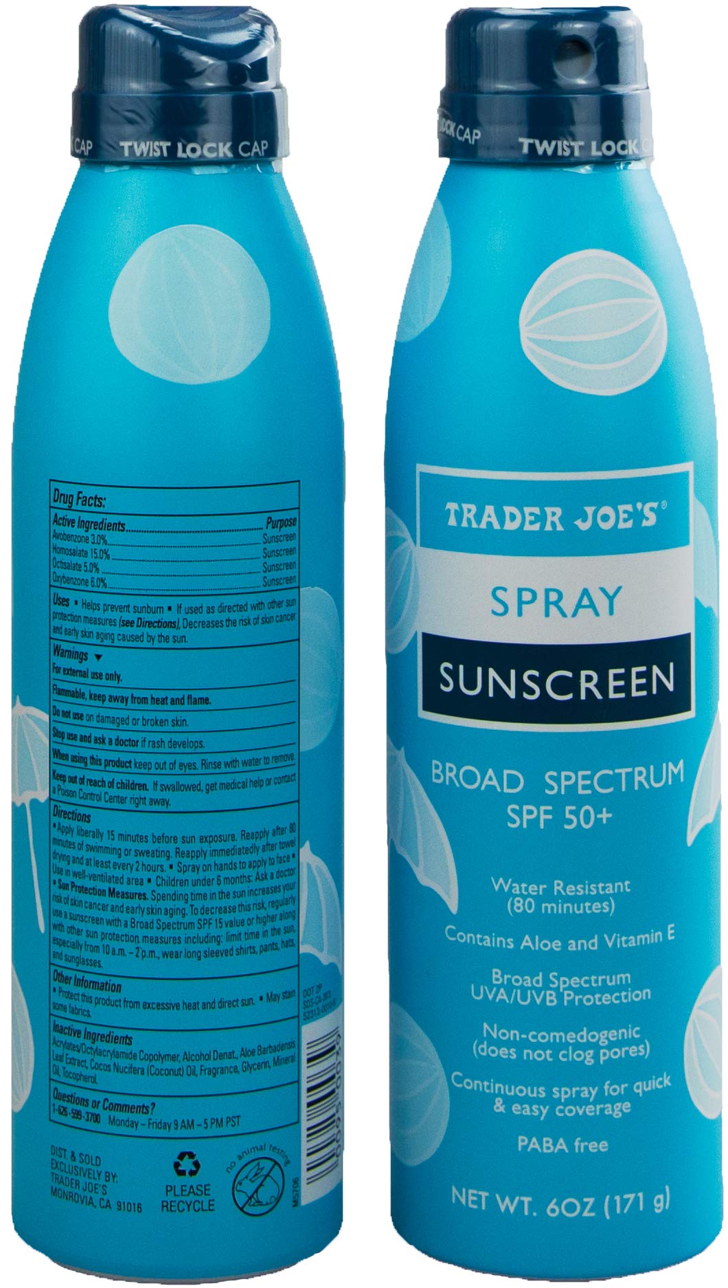 TJ's Nourish Spray Sunscreen 2-pack demonstrates easy spray-dispense for outdoor activities.