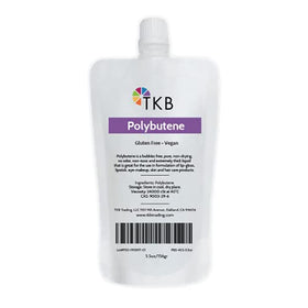TKB Polybutene clear bottle pour shows thick texture for long-wear cosmetics.