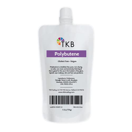 TKB Polybutene clear bottle pour shows thick texture for long-wear cosmetics.