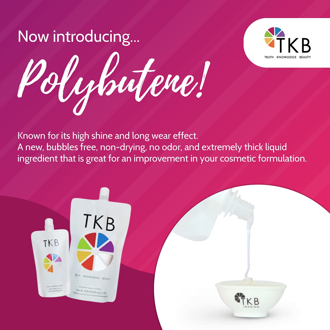 TKB Polybutene label view illustrates vegan and gluten-free qualities.
