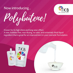 TKB Polybutene label view illustrates vegan and gluten-free qualities.