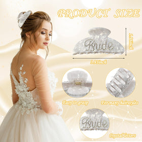 Tkifoda white hair clip rhinestones add sparkle to bridal styling
