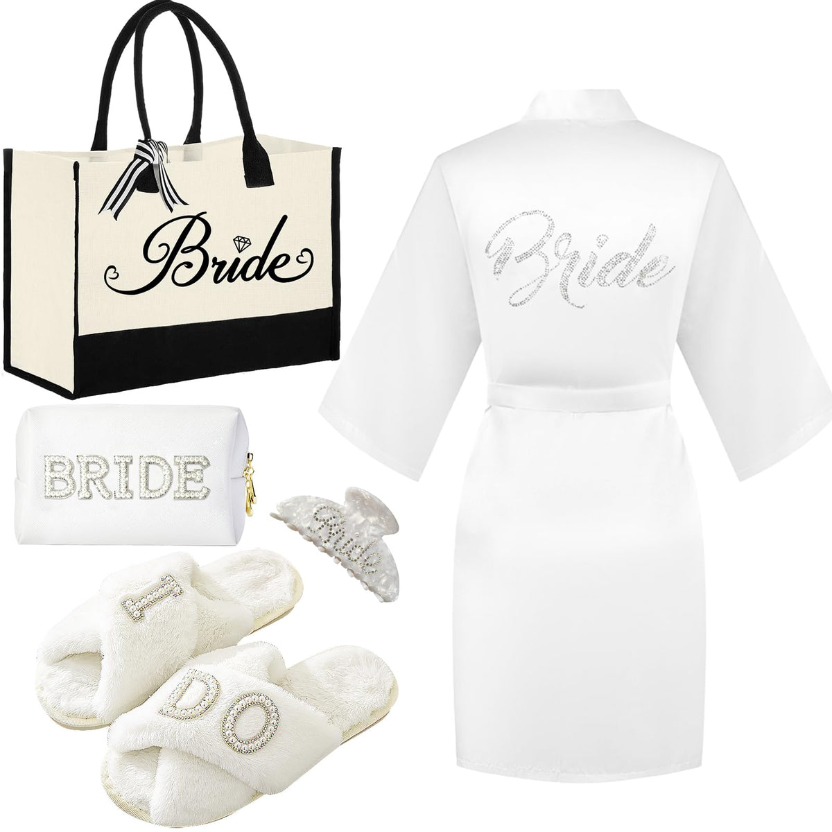 Tkifoda Bride tote bag with classic black-and-white design for elegant wedding prep