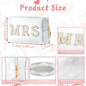 Tkifoda MRS patch makeup bag with pearl and crystal detailing.