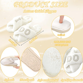 Tkifoda white bride slippers with rhinestones and I DO embroidery