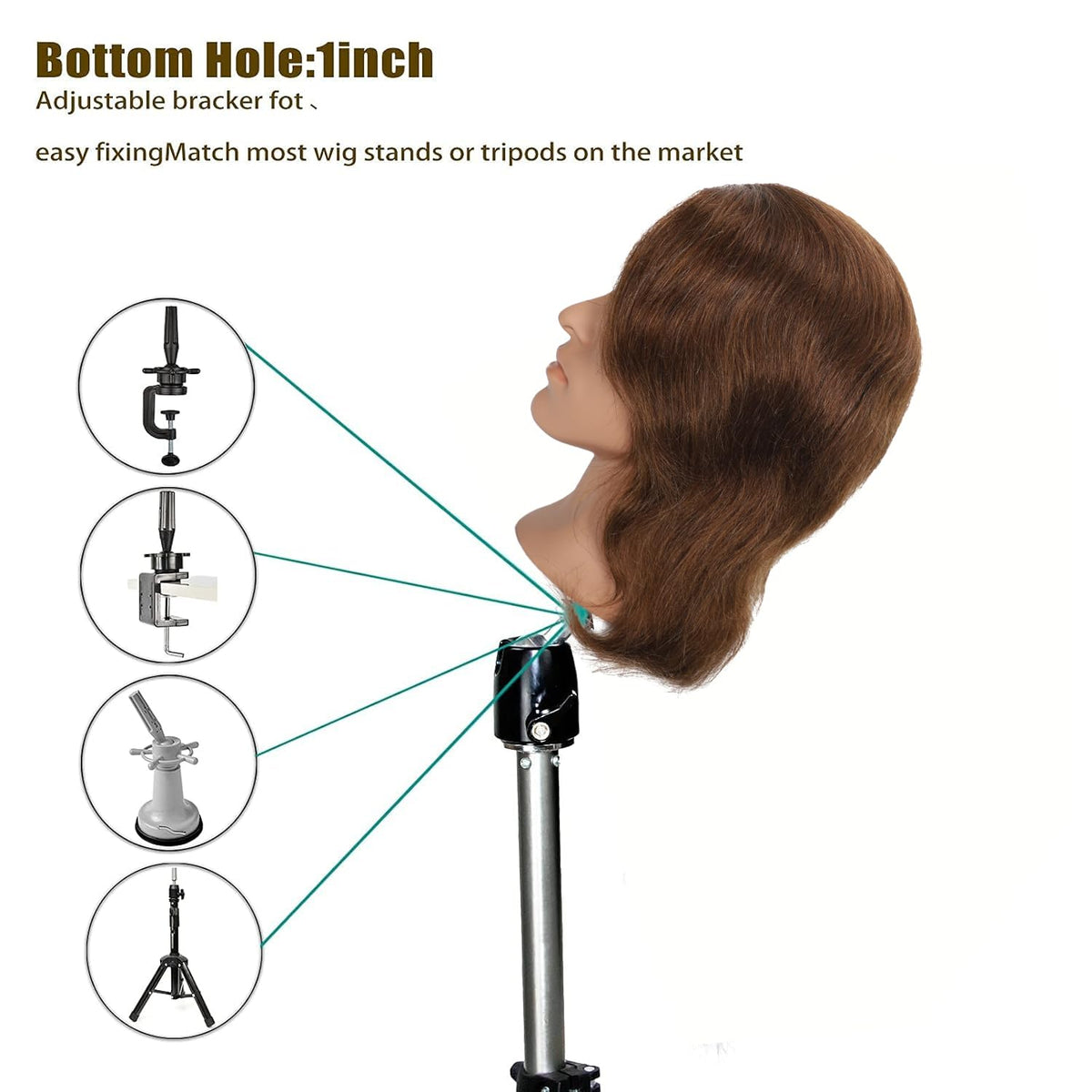 TKIMHEQ training head with 100% human hair for realistic hair practice