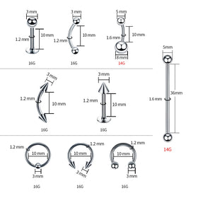 TKKUY 16G curved barbells and labret studs shown for comfortable daily wear