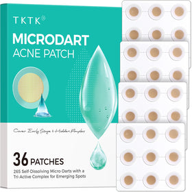 TKTK 265 patch close-up shows self-dissolving microdarts for targeted delivery.