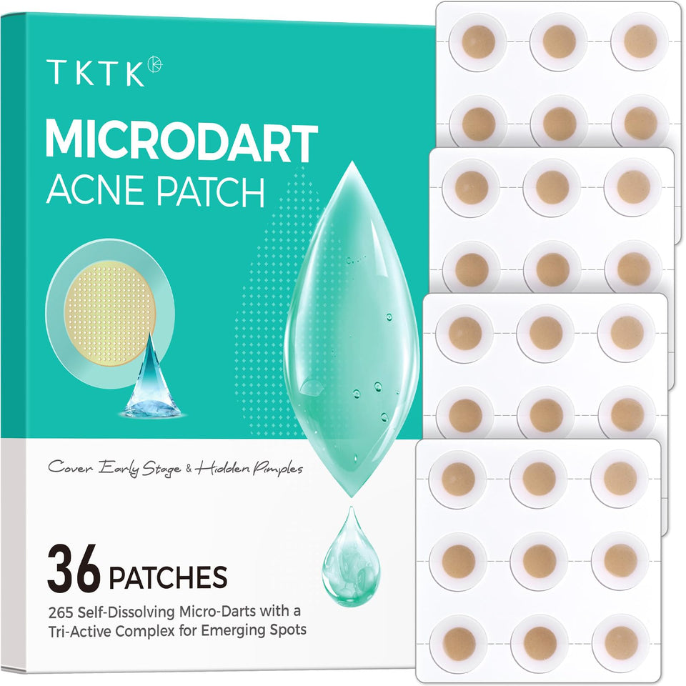 TKTK 265 patch close-up shows self-dissolving microdarts for targeted delivery.