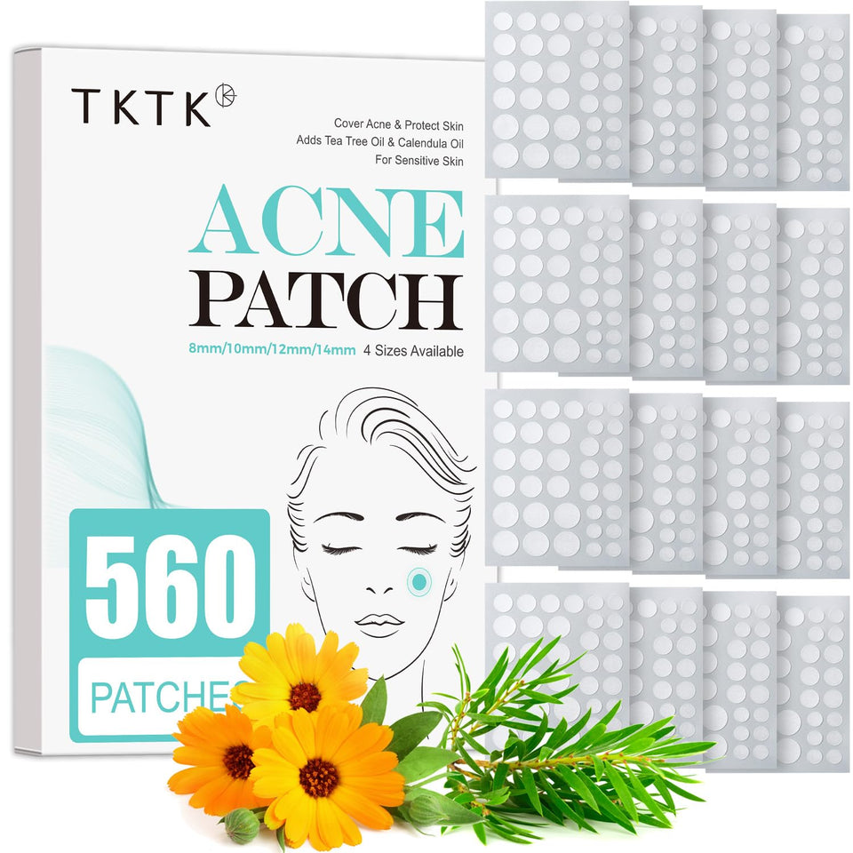 TKTK pimple patch 8mm on skin for targeted overnight zit care.