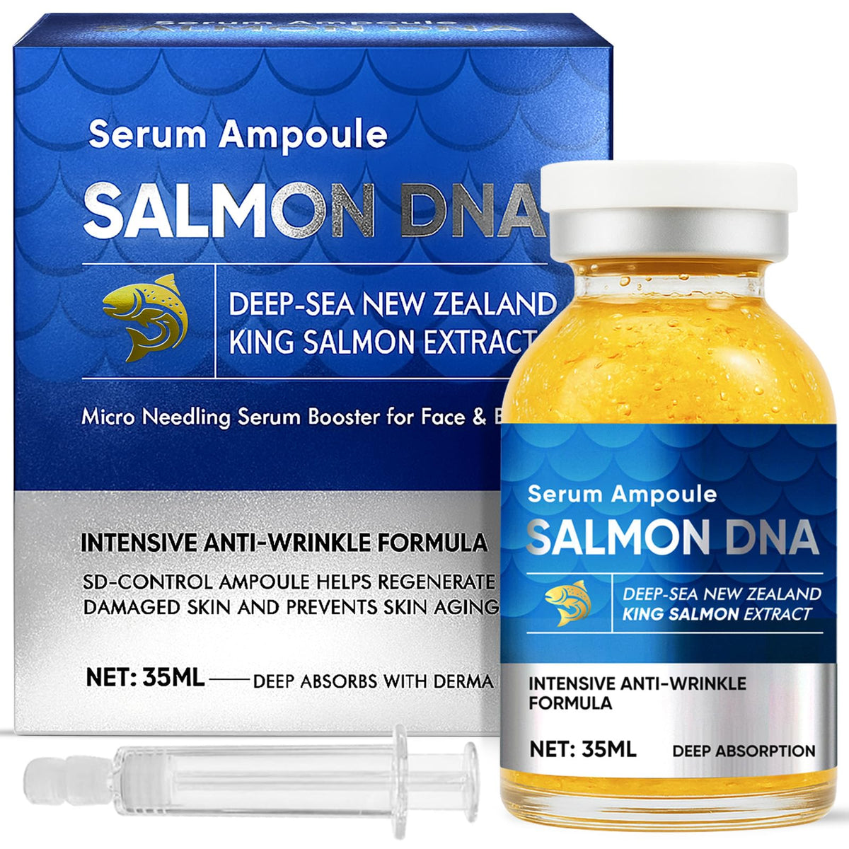 TKYT Salmon DNA Serum bottle close-up highlighting anti-aging hydration.