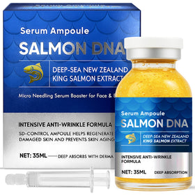 TKYT Salmon DNA Serum bottle close-up highlighting anti-aging hydration.
