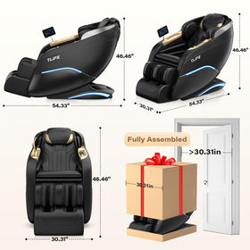 TLIFE Massage Chair 50-inch SL Track focus showcases head-to-toe stretch for deeper relaxation