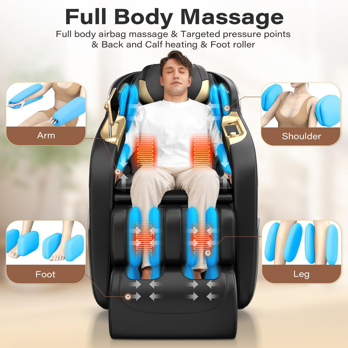 TLIFE Massage Chair fixed-point massage highlights neck to lower back therapy options