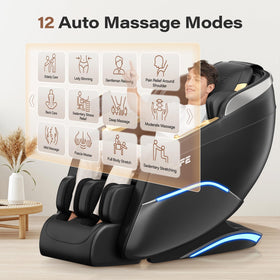 TLIFE Massage Chair zero gravity 160-degree recline image emphasizes reduced spinal pressure
