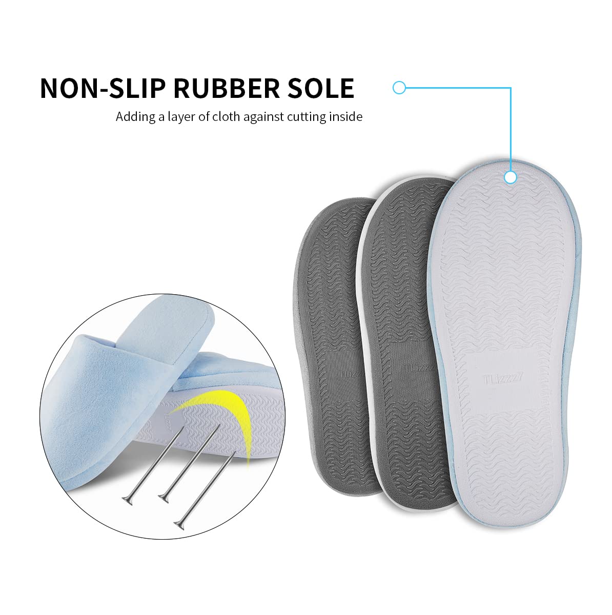 Tlizzz7 non-slip sole section showing traction for safe steps