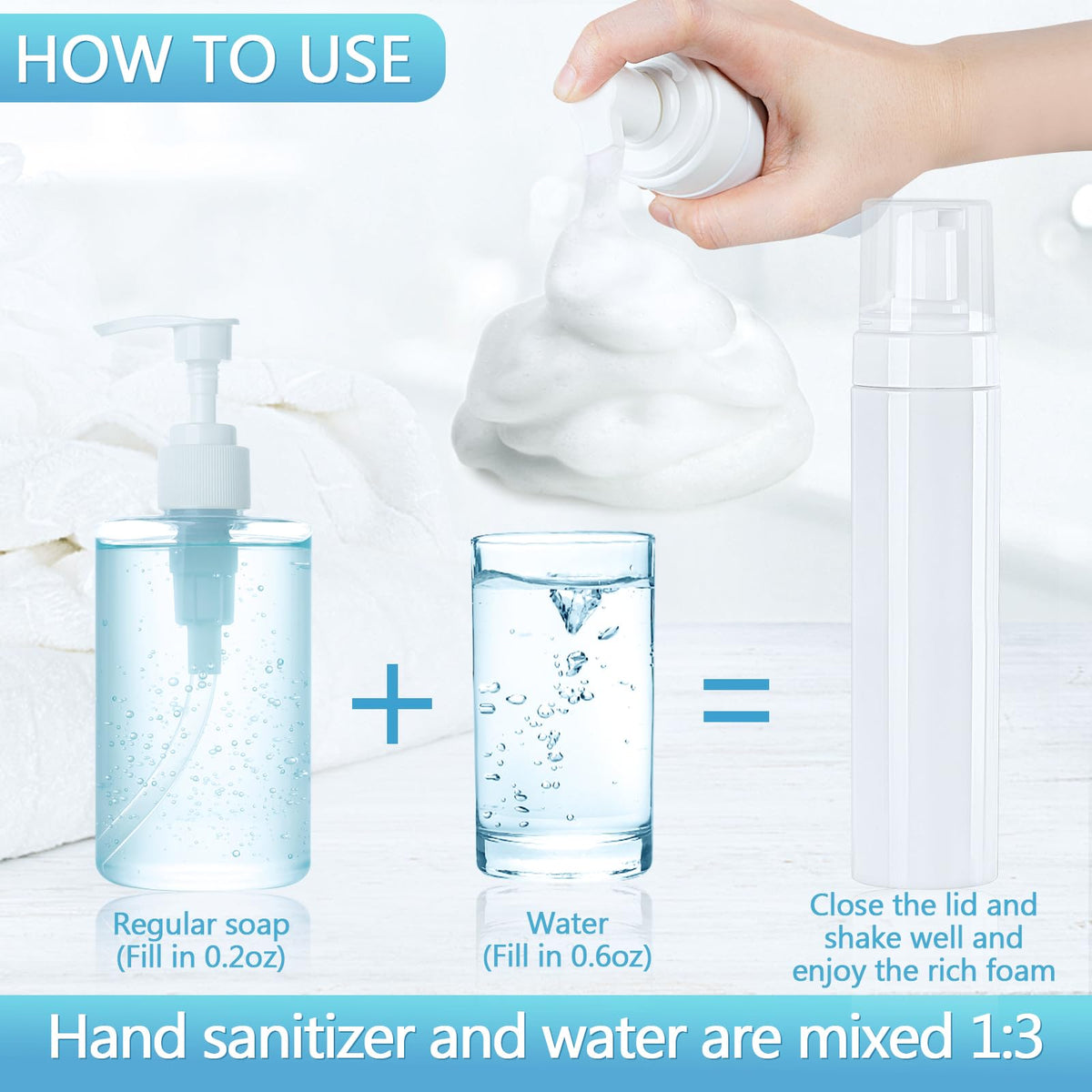 TMLECE TM foam bottle in use dispensing foaming hand soap in bathroom