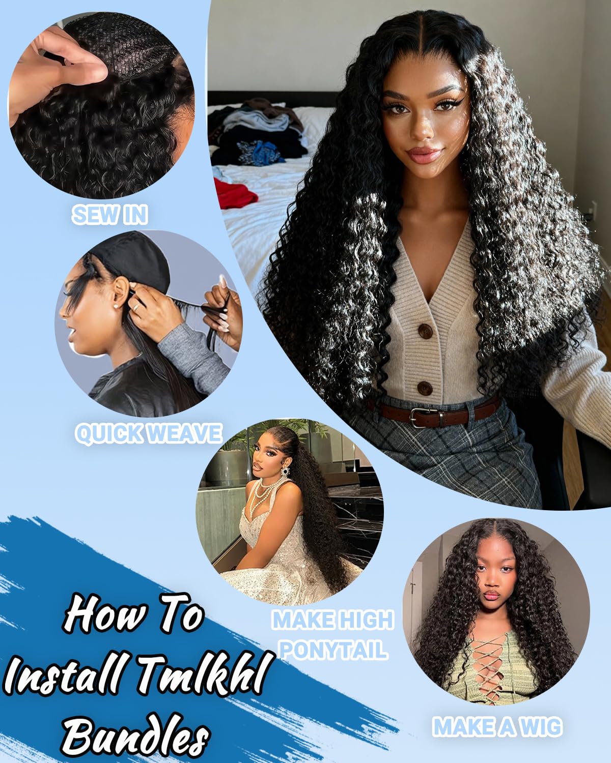 Tmlkhl Brazilian virgin hair bundle weft closeup showing minimal shedding and smooth cuticle