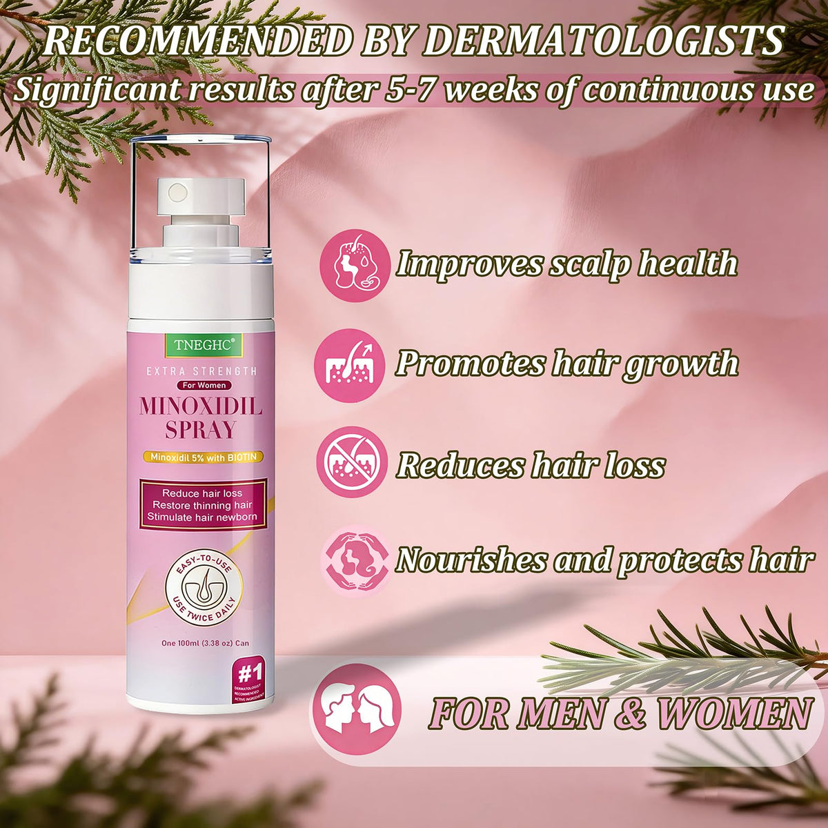 TNEGHC minoxidil bottle with cap closed for travel-friendly routine