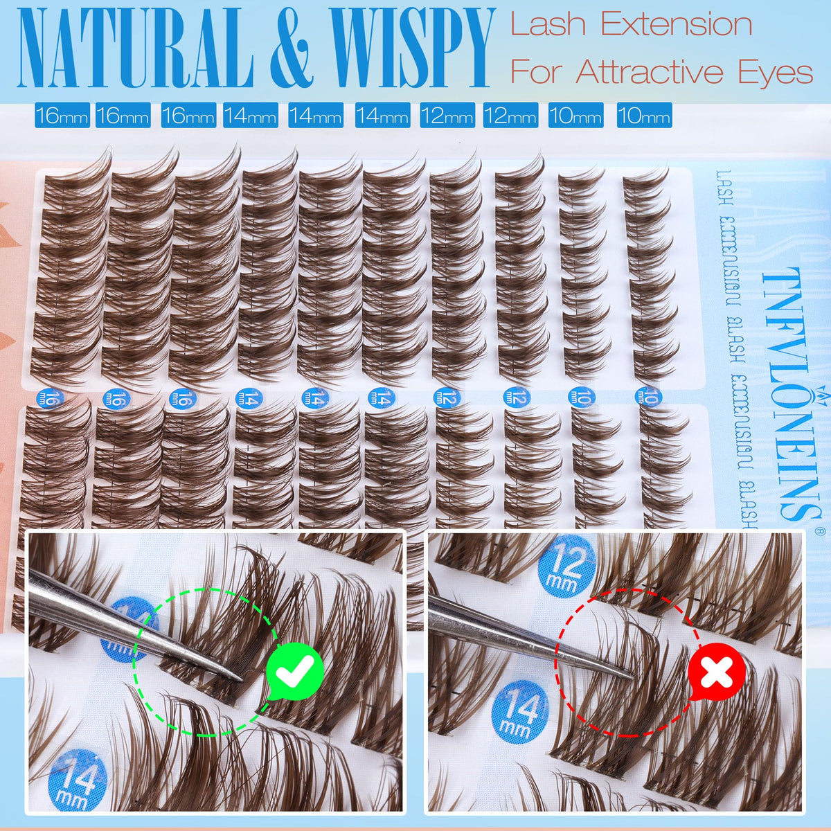 TNFVLONEINS lash extension kit on hand demonstrating comfortable wear.