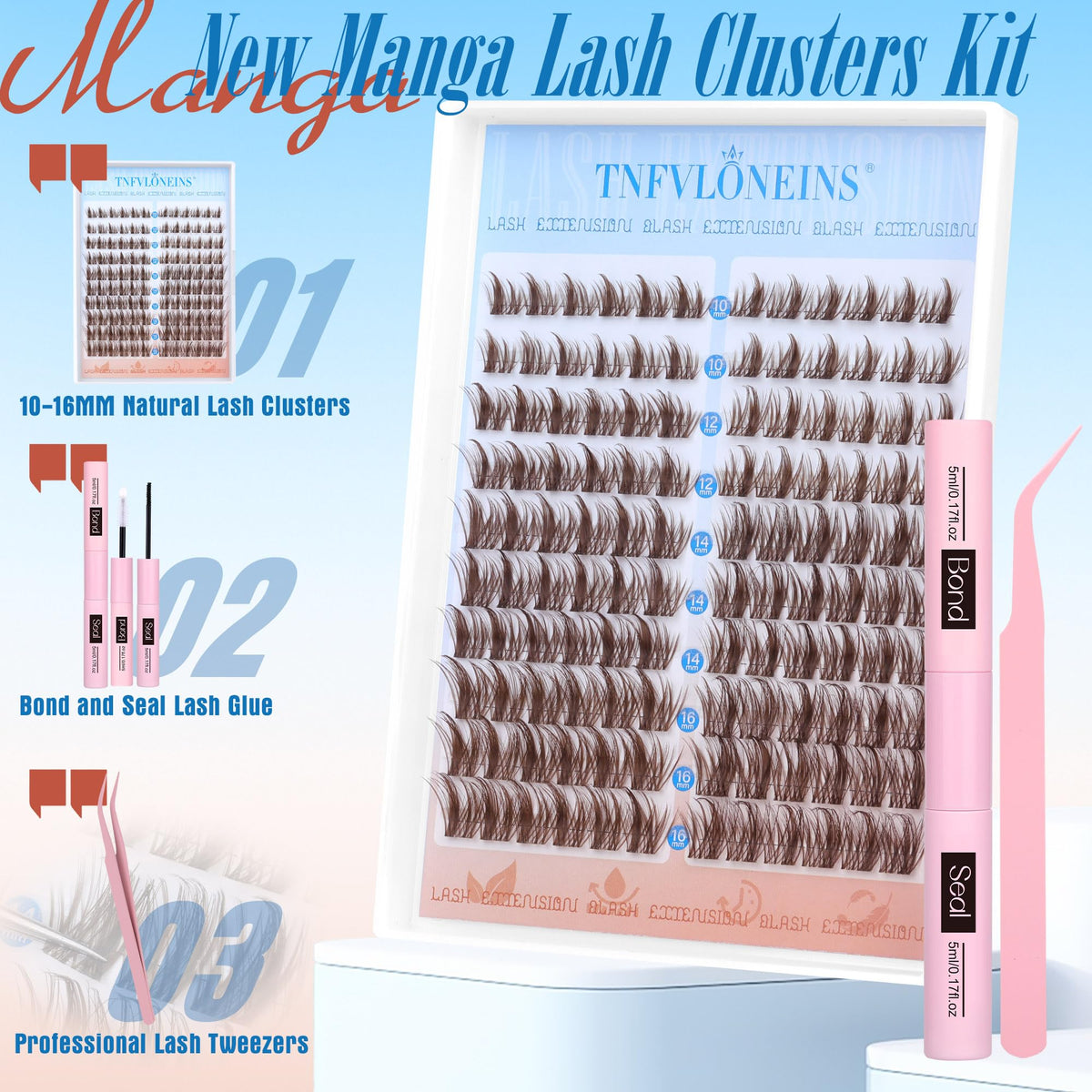 TNFVLONEINS professional lash tweezers for precise placement.
