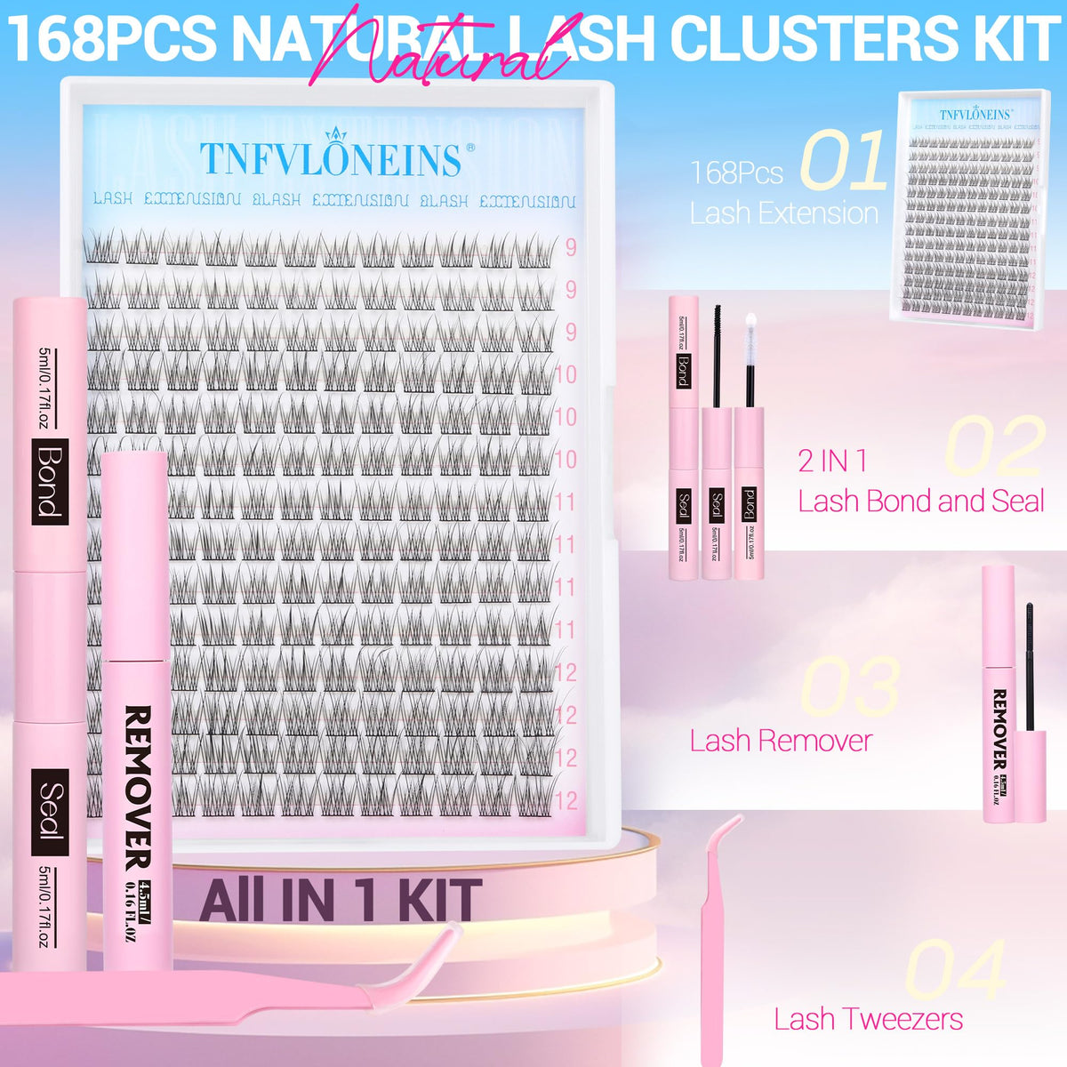 TNFVLONEINS wispy clusters 9-12mm for a natural look