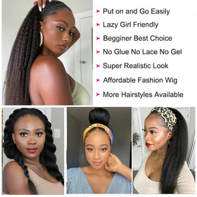 TNICE headband wig ready for ponytail styling for versatile looks.