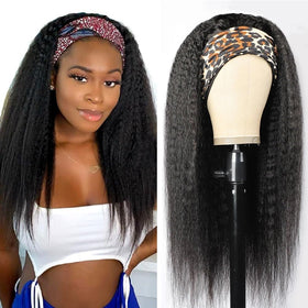 TNICE kinky straight headband wig 18 inch shows natural length and smooth texture.