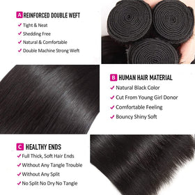 TNICE straight bundles close-up of Brazilian hair showing healthy cuticles and shine