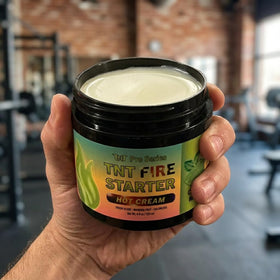 TNT Pro Series Hot Sweat Cream application close-up demonstrates quick absorption for targeted use.