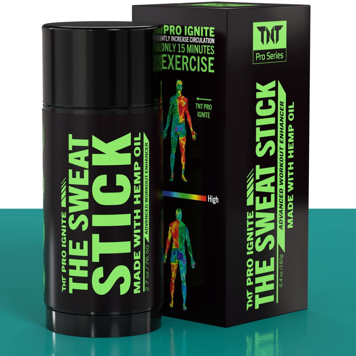 TNT Pro Ignite Sweat Cream Stick applied to skin for warming pre-workout.