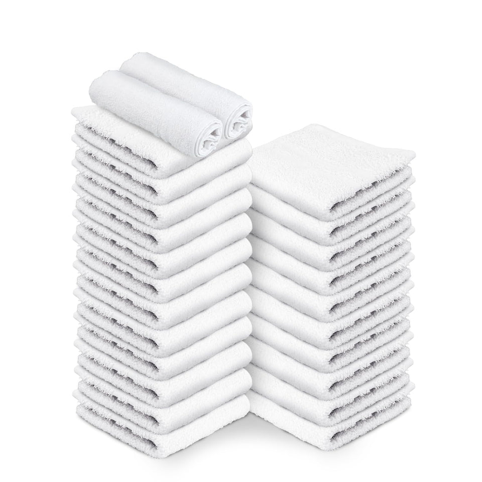 TOALLA 24-pack white hand towels in 16x27 size for salon use and everyday absorbency