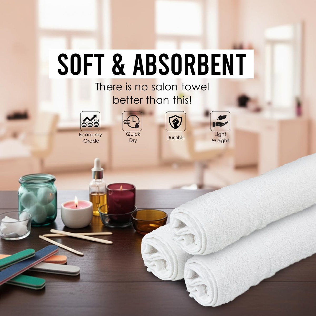 TOALLA towel with durable double-stitched hem for long-lasting performance