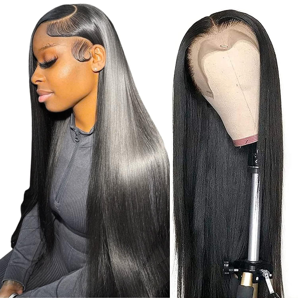 Tobasew 13x6 straight lace front wig with natural hairline and versatile parting