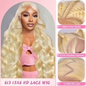 Tobeaper 613 13x6 lace-front detail showing versatile parting options.