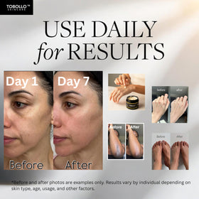 Tobollo product shown for face, body, and hands care