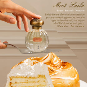 Tocca Laila bergamot vanilla amber note closeup with vibrant warm mood