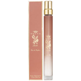 Tocca Laila bottle closeup showing the bergamot vanilla amber notes for day-to-night allure