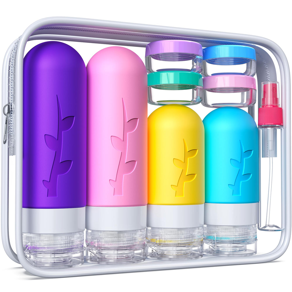 Tocelffe travel bottles with secure leakproof seals, keeping liquids contained in luggage during travel.
