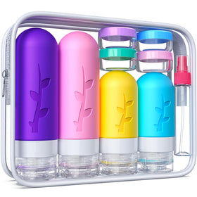 Tocelffe travel bottles with secure leakproof seals, keeping liquids contained in luggage during travel.