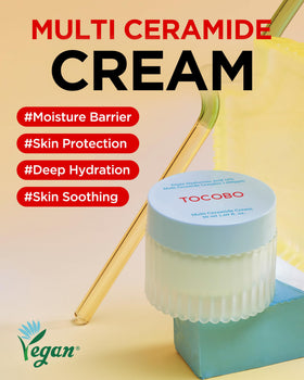 TOCOBO Ceramide 5-layer defense graphic highlights barrier support