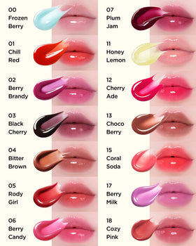 TOCOBO Juicy Berry Lip Oil delivers a glassy shine with a smooth, syrupy finish.