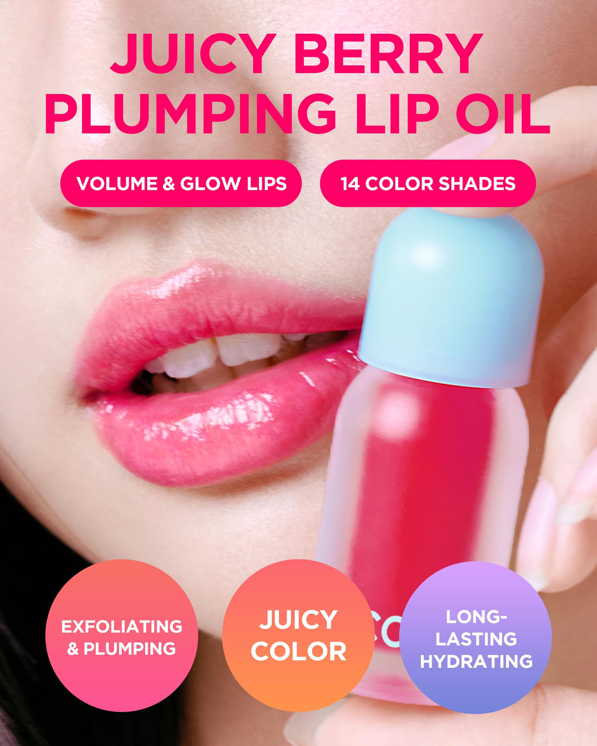 TOCOBO Juicy Berry Lip Oil applicator for smooth, precise application