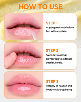 TOCOBO lip mask application with sugar crystals turning into glaze