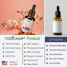 TODICAMP Manuka Oil texture close-up showing golden, pure oil.
